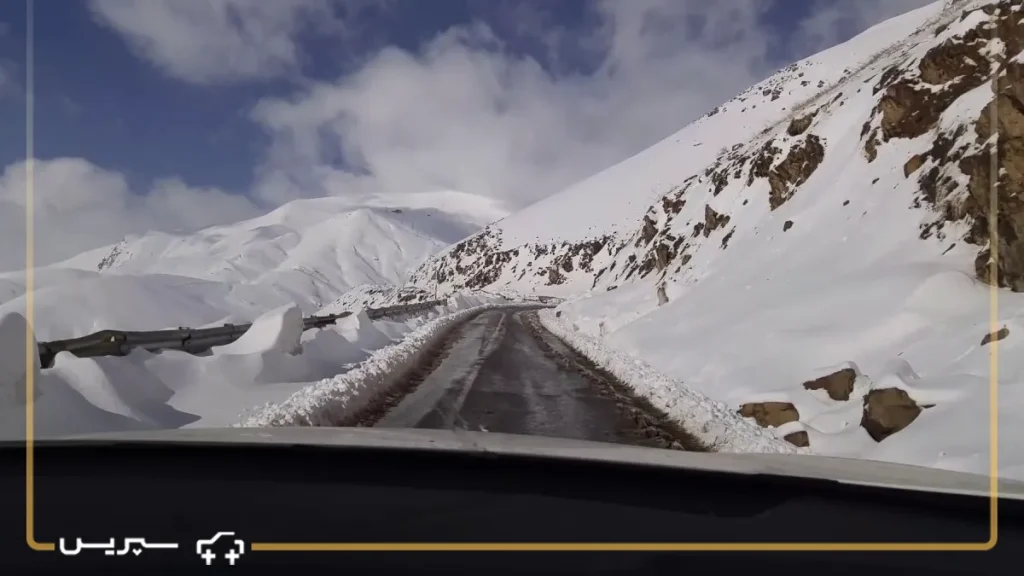 جاده دیزین، از زیباترین جاده های ایران در زمستان
